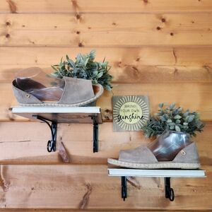 Verbenas Carmen Espadrilles Flats Beige Leather Suede D'Orsay Loafer Shoes Sz 39